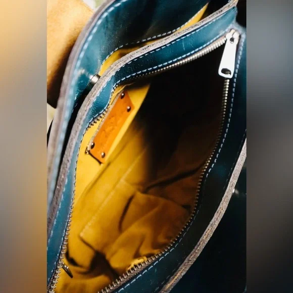 Patricia Nash Rosina Leather Satchel Deep Blue Nature w/ Blue Coral - Picture 7 of 10